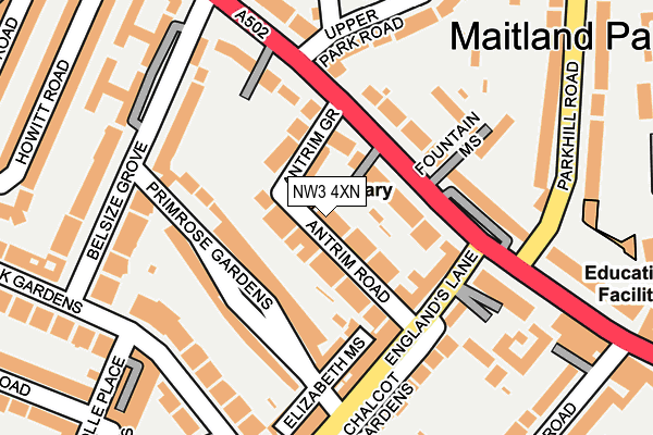 NW3 4XN map - OS OpenMap – Local (Ordnance Survey)