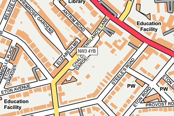 NW3 4YB map - OS OpenMap – Local (Ordnance Survey)