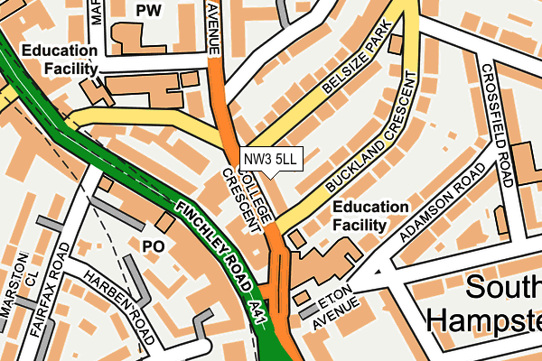 NW3 5LL map - OS OpenMap – Local (Ordnance Survey)