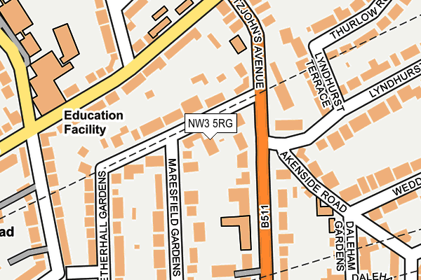 NW3 5RG map - OS OpenMap – Local (Ordnance Survey)