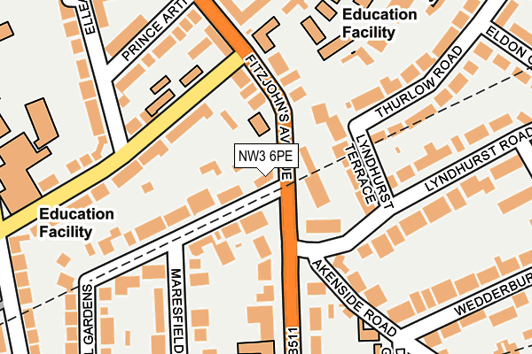 NW3 6PE map - OS OpenMap – Local (Ordnance Survey)