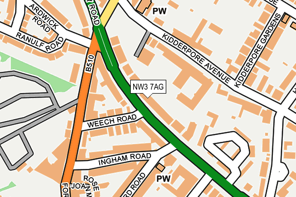 NW3 7AG map - OS OpenMap – Local (Ordnance Survey)