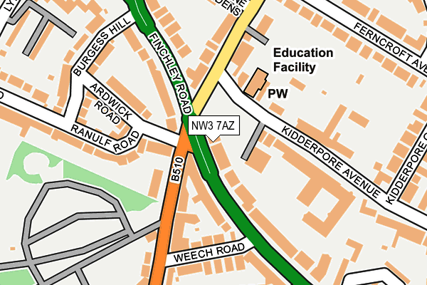 NW3 7AZ map - OS OpenMap – Local (Ordnance Survey)