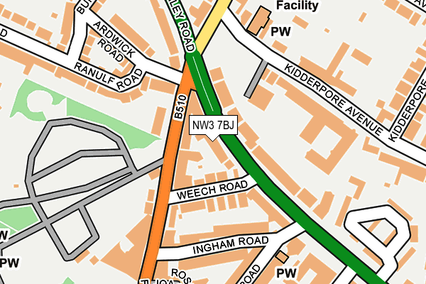 NW3 7BJ map - OS OpenMap – Local (Ordnance Survey)