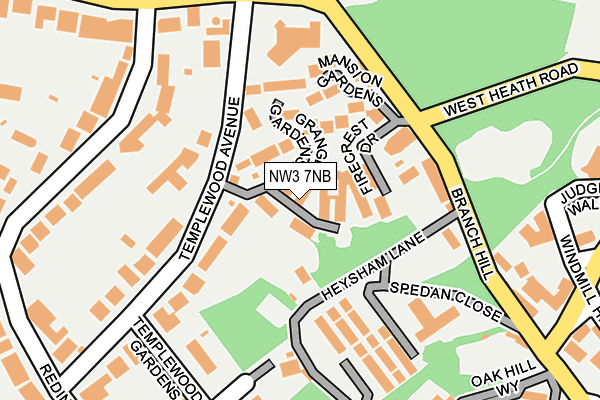 NW3 7NB map - OS OpenMap – Local (Ordnance Survey)