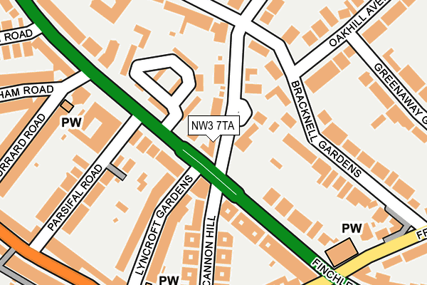 NW3 7TA map - OS OpenMap – Local (Ordnance Survey)