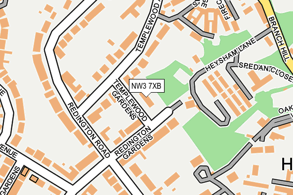 NW3 7XB map - OS OpenMap – Local (Ordnance Survey)