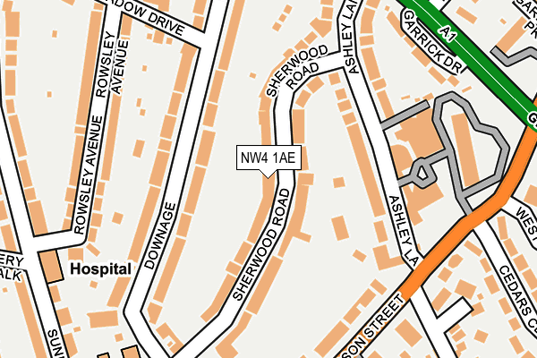 NW4 1AE map - OS OpenMap – Local (Ordnance Survey)