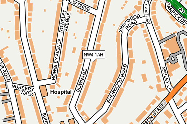 NW4 1AH map - OS OpenMap – Local (Ordnance Survey)
