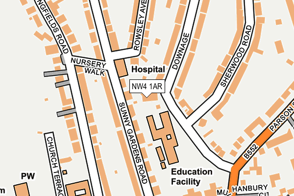 NW4 1AR map - OS OpenMap – Local (Ordnance Survey)