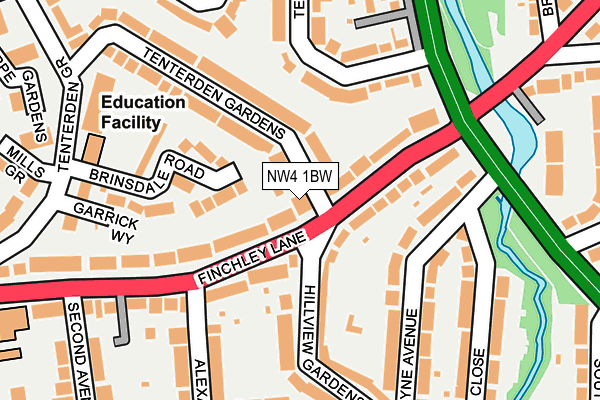 NW4 1BW map - OS OpenMap – Local (Ordnance Survey)