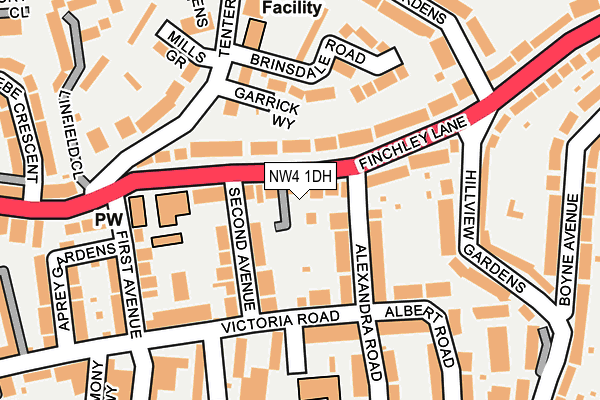 Map of 76 FINCHLEY LANE FREEHOLD LTD at local scale