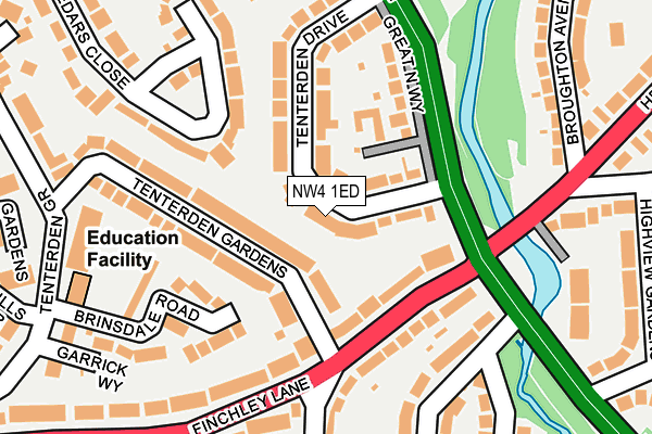 NW4 1ED map - OS OpenMap – Local (Ordnance Survey)
