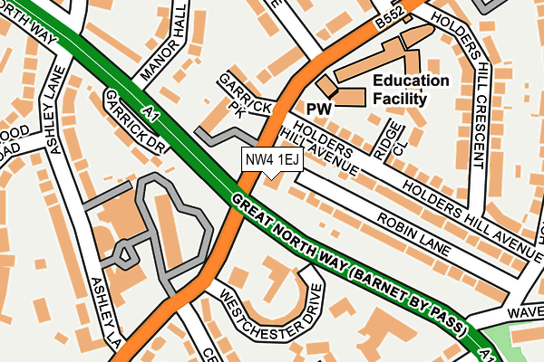 NW4 1EJ map - OS OpenMap – Local (Ordnance Survey)