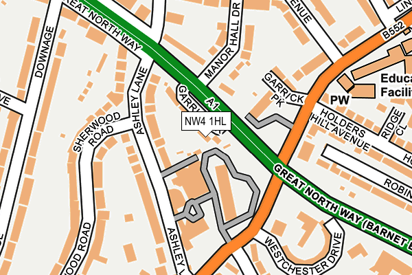 NW4 1HL map - OS OpenMap – Local (Ordnance Survey)