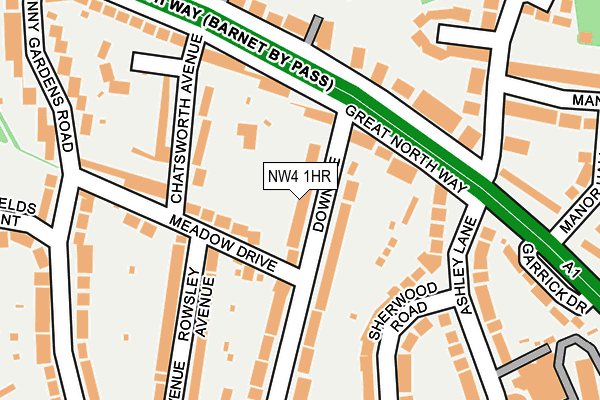NW4 1HR map - OS OpenMap – Local (Ordnance Survey)