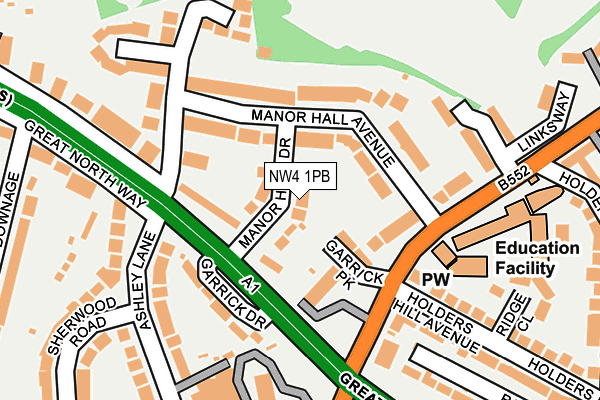 NW4 1PB map - OS OpenMap – Local (Ordnance Survey)
