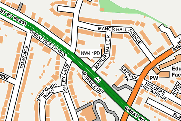 NW4 1PD map - OS OpenMap – Local (Ordnance Survey)