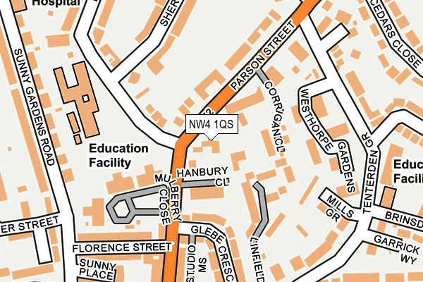 NW4 1QS map - OS OpenMap – Local (Ordnance Survey)