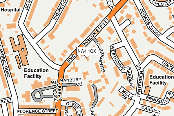 NW4 1QX map - OS OpenMap – Local (Ordnance Survey)