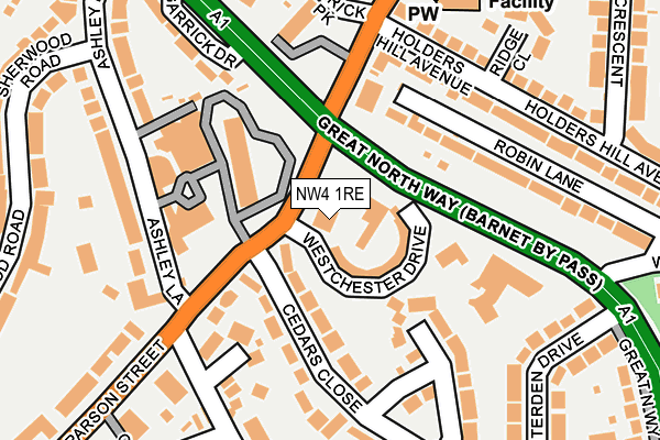 NW4 1RE map - OS OpenMap – Local (Ordnance Survey)