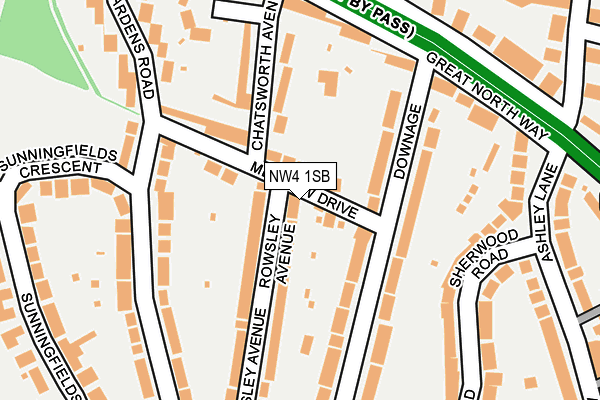 NW4 1SB map - OS OpenMap – Local (Ordnance Survey)