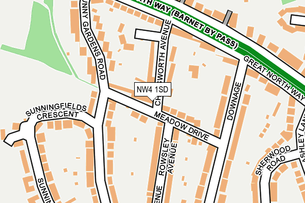 NW4 1SD map - OS OpenMap – Local (Ordnance Survey)
