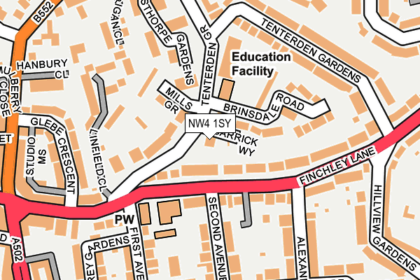 NW4 1SY map - OS OpenMap – Local (Ordnance Survey)