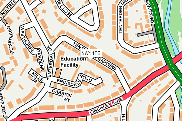 NW4 1TE map - OS OpenMap – Local (Ordnance Survey)