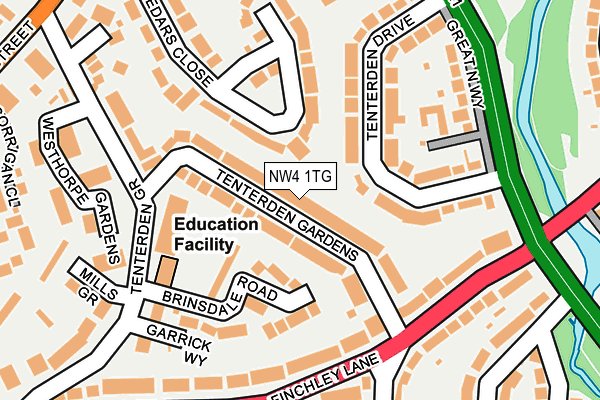 NW4 1TG map - OS OpenMap – Local (Ordnance Survey)