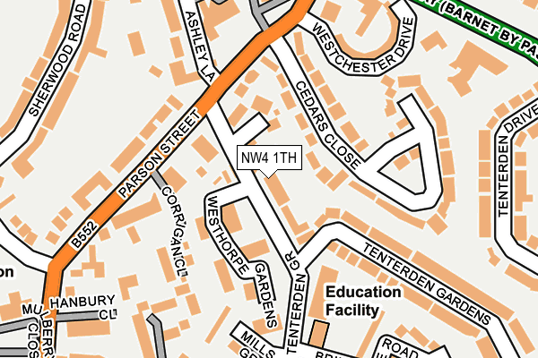 NW4 1TH map - OS OpenMap – Local (Ordnance Survey)