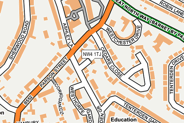 NW4 1TJ map - OS OpenMap – Local (Ordnance Survey)