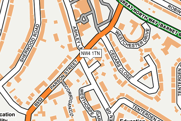 NW4 1TN map - OS OpenMap – Local (Ordnance Survey)
