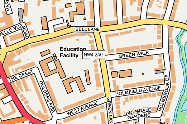 NW4 2AG map - OS OpenMap – Local (Ordnance Survey)
