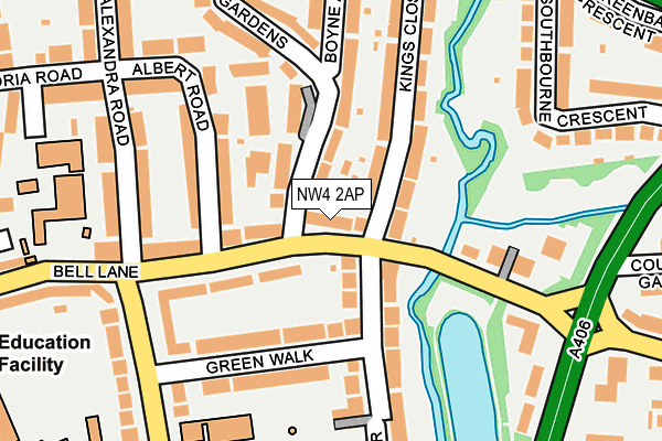 NW4 2AP map - OS OpenMap – Local (Ordnance Survey)