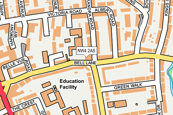 NW4 2AS map - OS OpenMap – Local (Ordnance Survey)