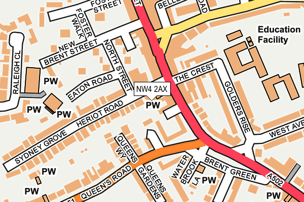 NW4 2AX map - OS OpenMap – Local (Ordnance Survey)