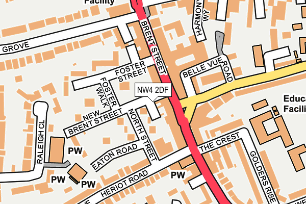 NW4 2DF map - OS OpenMap – Local (Ordnance Survey)