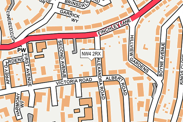 NW4 2RX map - OS OpenMap – Local (Ordnance Survey)