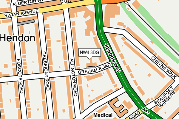NW4 3DG map - OS OpenMap – Local (Ordnance Survey)