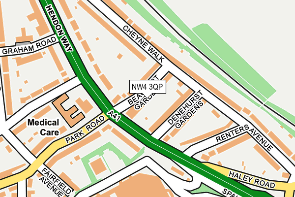 NW4 3QP map - OS OpenMap – Local (Ordnance Survey)