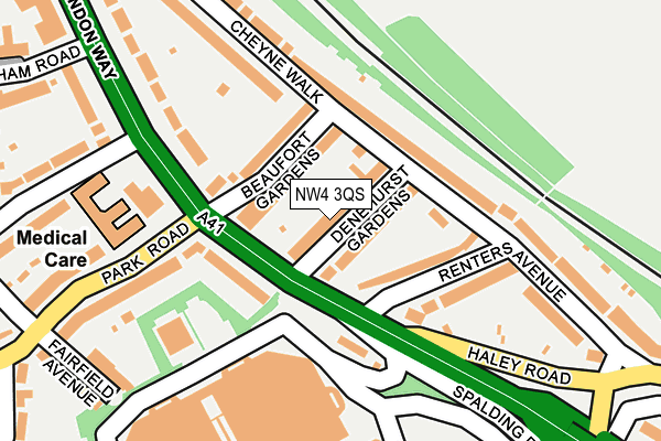 NW4 3QS map - OS OpenMap – Local (Ordnance Survey)