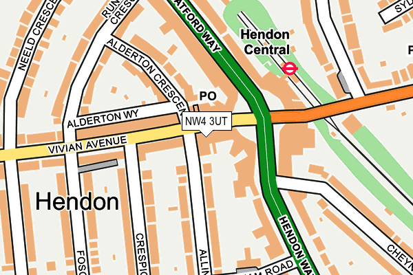 Map of THE POUND ISLAND HENDON LTD at local scale