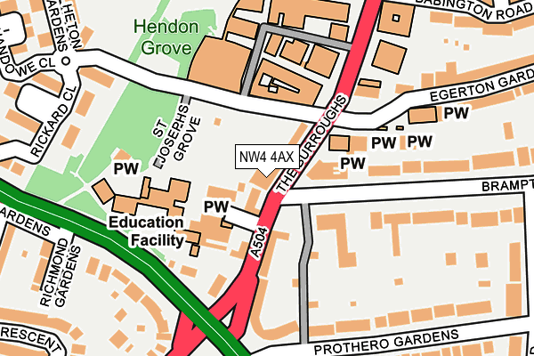 NW4 4AX map - OS OpenMap – Local (Ordnance Survey)