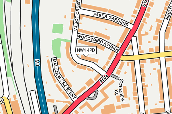 NW4 4PD map - OS OpenMap – Local (Ordnance Survey)