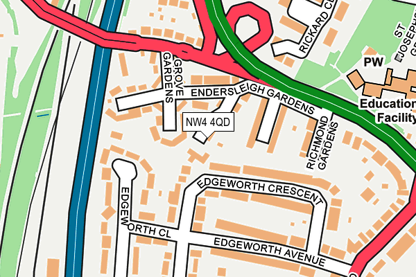 NW4 4QD map - OS OpenMap – Local (Ordnance Survey)