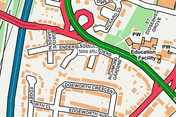 NW4 4RU map - OS OpenMap – Local (Ordnance Survey)
