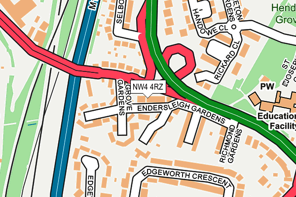 NW4 4RZ map - OS OpenMap – Local (Ordnance Survey)