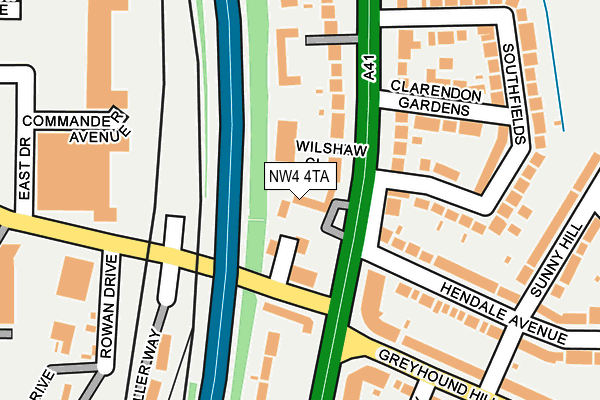 NW4 4TA map - OS OpenMap – Local (Ordnance Survey)
