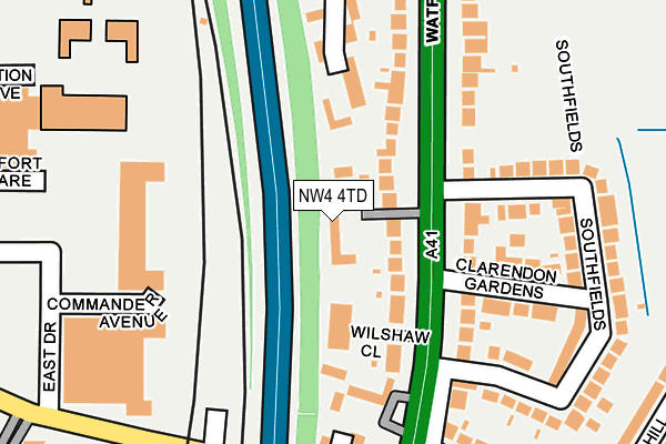 NW4 4TD map - OS OpenMap – Local (Ordnance Survey)